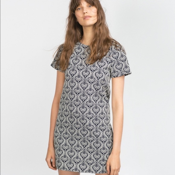 Zara Dresses & Skirts - Zara Jacqard Damask Mini Dress 💙 Offers Welcome